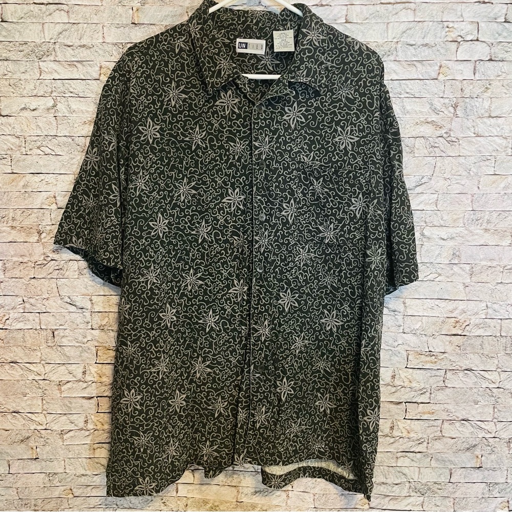 Untied Floral Speckled Silk Button down